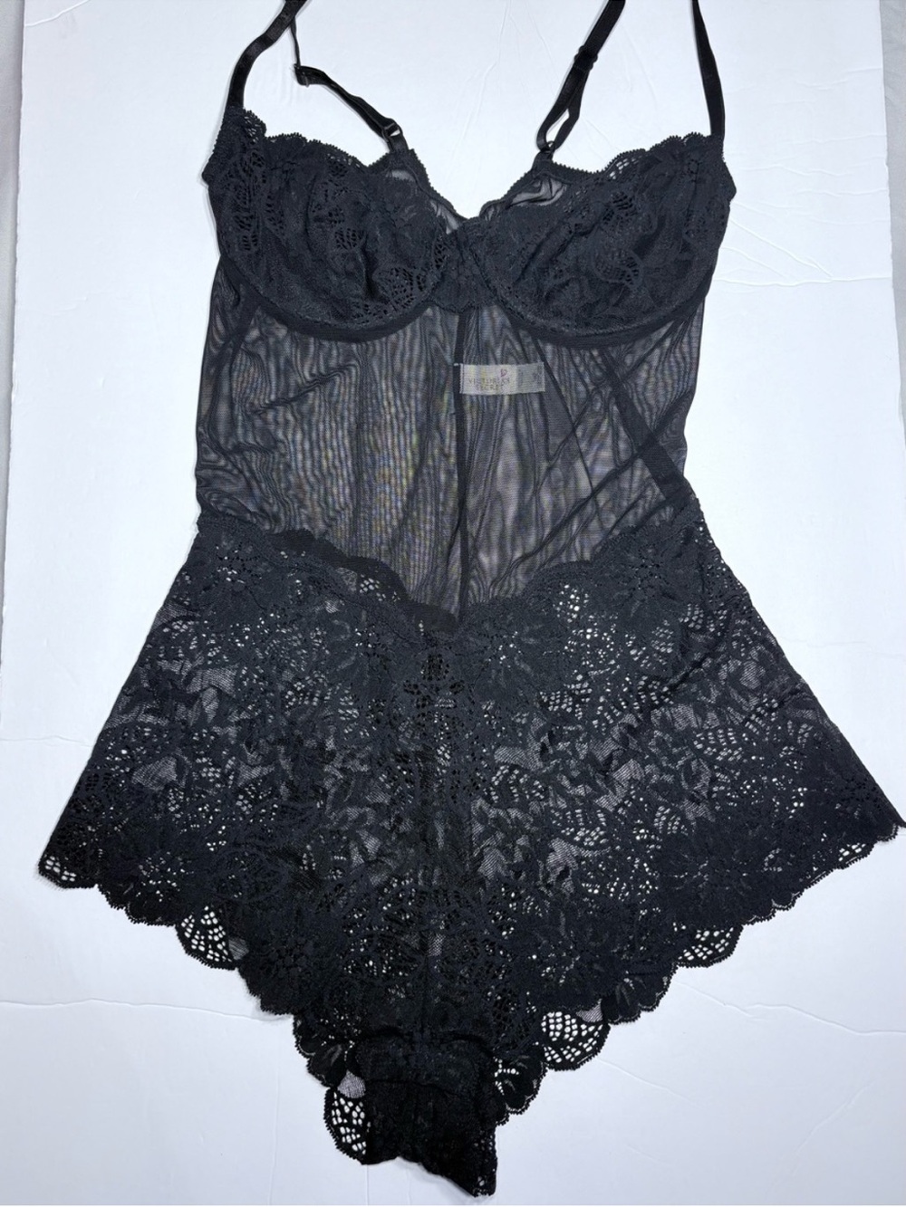 Victoria's Secret Black Lace and see through Teddy and Bodysuit